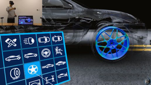 多学科CAE数据VR可视化（左侧轮毂应力云图，右侧车尾流线）